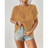 imageBsubseach Crochet Cover Ups for Swimwear Women Hollow Out Knit Bikini Beach Swimsuit Cover Up Summer Crochet TopCamel