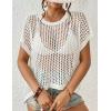 imageBsubseach Crochet Cover Ups for Swimwear Women Hollow Out Knit Bikini Beach Swimsuit Cover Up Summer Crochet TopWhite