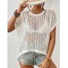 imageBsubseach Crochet Cover Ups for Swimwear Women Hollow Out Knit Bikini Beach Swimsuit Cover Up Summer Crochet TopWhite