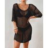 imageBsubseach Crochet Coverups for Women See Through Knitted Bathing Suit Cover Up Bikini Swimwear Mesh Beach DressBlack