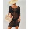 imageBsubseach Crochet Coverups for Women See Through Knitted Bathing Suit Cover Up Bikini Swimwear Mesh Beach DressBlack