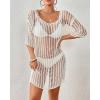 imageBsubseach Crochet Coverups for Women See Through Knitted Bathing Suit Cover Up Bikini Swimwear Mesh Beach DressWhite