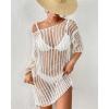 imageBsubseach Crochet Coverups for Women See Through Knitted Bathing Suit Cover Up Bikini Swimwear Mesh Beach DressWhite