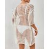 imageBsubseach Crochet Coverups for Women See Through Knitted Bathing Suit Cover Up Bikini Swimwear Mesh Beach DressWhite