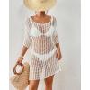 imageBsubseach Crochet Coverups for Women See Through Knitted Bathing Suit Cover Up Bikini Swimwear Mesh Beach DressWhite