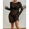 imageBsubseach Crochet Swimsuit Cover Up Hollow Out Bathing Suit Coverup for Women Sexy Summer OutfitBlack