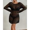 imageBsubseach Crochet Swimsuit Cover Up Hollow Out Bathing Suit Coverup for Women Sexy Summer OutfitBlack