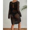 imageBsubseach Crochet Swimsuit Cover Up Hollow Out Bathing Suit Coverup for Women Sexy Summer OutfitBlack