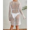 imageBsubseach Crochet Swimsuit Cover Up Hollow Out Bathing Suit Coverup for Women Sexy Summer OutfitWhite