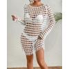 imageBsubseach Crochet Swimsuit Cover Up Hollow Out Bathing Suit Coverup for Women Sexy Summer OutfitWhite