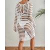 imageBsubseach Crochet Swimsuit Cover Up Hollow Out Bathing Suit Coverup for Women Sexy Summer OutfitWhite
