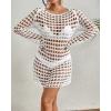 imageBsubseach Crochet Swimsuit Cover Up Hollow Out Bathing Suit Coverup for Women Sexy Summer OutfitWhite