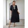 imageBsubseach Kaftan Dresses for Women Bathing Suit Cover Ups Plus Size Caftan BeachwearGblack