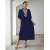 imageBsubseach Kaftan Dresses for Women Bathing Suit Cover Ups Plus Size Caftan BeachwearGnavy Blue