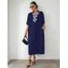 imageBsubseach Kaftan Dresses for Women Bathing Suit Cover Ups Plus Size Caftan BeachwearGnavy Blue