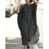 imageBsubseach Kaftan Dresses for Women Beach Cover Up Caftans for Women Long Button Up Shirt Kaftan DressesAblack Striped