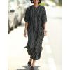imageBsubseach Kaftan Dresses for Women Beach Cover Up Caftans for Women Long Button Up Shirt Kaftan DressesAblack Striped