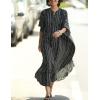 imageBsubseach Kaftan Dresses for Women Beach Cover Up Caftans for Women Long Button Up Shirt Kaftan DressesAblack Striped