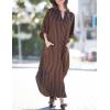 imageBsubseach Kaftan Dresses for Women Beach Cover Up Caftans for Women Long Button Up Shirt Kaftan DressesAbrown Stripes