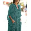 imageBsubseach Kaftan Dresses for Women Beach Cover Up Caftans for Women Long Button Up Shirt Kaftan DressesAgreen Stripes