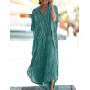 imageBsubseach Kaftan Dresses for Women Beach Cover Up Caftans for Women Long Button Up Shirt Kaftan DressesAgreen Stripes