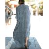 imageBsubseach Kaftan Dresses for Women Beach Cover Up Caftans for Women Long Button Up Shirt Kaftan DressesAgrey Stripes