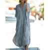 imageBsubseach Kaftan Dresses for Women Beach Cover Up Caftans for Women Long Button Up Shirt Kaftan DressesAgrey Stripes