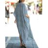 imageBsubseach Kaftan Dresses for Women Beach Cover Up Caftans for Women Long Button Up Shirt Kaftan DressesAgrey Stripes