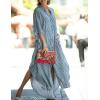 imageBsubseach Kaftan Dresses for Women Beach Cover Up Caftans for Women Long Button Up Shirt Kaftan DressesAgrey Stripes
