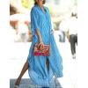 imageBsubseach Kaftan Dresses for Women Beach Cover Up Caftans for Women Long Button Up Shirt Kaftan DressesAlight Blue