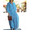 imageBsubseach Kaftan Dresses for Women Beach Cover Up Caftans for Women Long Button Up Shirt Kaftan DressesAlight Blue
