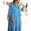 imageBsubseach Kaftan Dresses for Women Beach Cover Up Caftans for Women Long Button Up Shirt Kaftan DressesAlight Blue