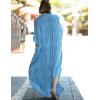 imageBsubseach Kaftan Dresses for Women Beach Cover Up Caftans for Women Long Button Up Shirt Kaftan DressesAlight Blue