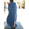 imageBsubseach Kaftan Dresses for Women Beach Cover Up Caftans for Women Long Button Up Shirt Kaftan DressesBlue Striped