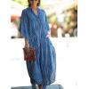 imageBsubseach Kaftan Dresses for Women Beach Cover Up Caftans for Women Long Button Up Shirt Kaftan DressesBlue Striped