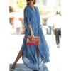 imageBsubseach Kaftan Dresses for Women Beach Cover Up Caftans for Women Long Button Up Shirt Kaftan DressesBlue Striped