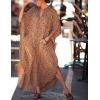 imageBsubseach Kaftan Dresses for Women Beach Cover Up Caftans for Women Long Button Up Shirt Kaftan DressesBrown