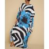 imageBsubseach Kaftan Dresses for Women Plus Size Beach Swimsuit Cover Up V Neck Caftan Dress LoungewearEblue Flowers