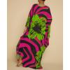 imageBsubseach Kaftan Dresses for Women Plus Size Beach Swimsuit Cover Up V Neck Caftan Dress LoungewearErose Pink Green Flowers