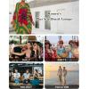 imageBsubseach Kaftan Dresses for Women Plus Size Beach Swimsuit Cover Up V Neck Caftan Dress LoungewearEturmeric Red Flowers