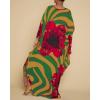 imageBsubseach Kaftan Dresses for Women Plus Size Beach Swimsuit Cover Up V Neck Caftan Dress LoungewearEturmeric Red Flowers