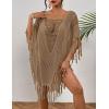 imageBsubseach Sheer Beach Cover Ups for Women Swimwear Fringe Hollow Out Swimsuit Coverup Sexy Beach Bathing Suit Cover UpKhaki