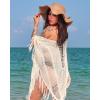 imageBsubseach Sheer Beach Cover Ups for Women Swimwear Fringe Hollow Out Swimsuit Coverup Sexy Beach Bathing Suit Cover UpWhite