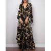 imageBsubseach Women Ethnic Print Kaftan Beach Dress Plus Size Swimsuit Cover UpBlack Chain
