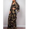 imageBsubseach Women Ethnic Print Kaftan Beach Dress Plus Size Swimsuit Cover UpBlack Chain