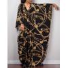 imageBsubseach Women Ethnic Print Kaftan Beach Dress Plus Size Swimsuit Cover UpBlack Chain