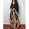 imageBsubseach Women Ethnic Print Kaftan Beach Dress Plus Size Swimsuit Cover UpBlack Feather
