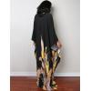 imageBsubseach Women Ethnic Print Kaftan Beach Dress Plus Size Swimsuit Cover UpBlack Feather