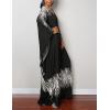 imageBsubseach Women Ethnic Print Kaftan Beach Dress Plus Size Swimsuit Cover UpBlack White