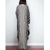 imageBsubseach Women Ethnic Print Kaftan Beach Dress Plus Size Swimsuit Cover UpBlack White Stripe